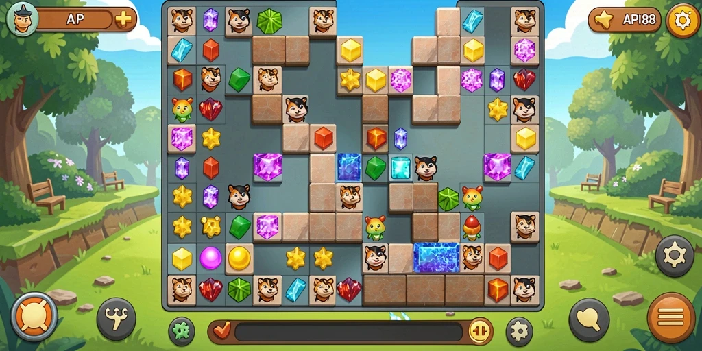 Tampilan gameplay API88 menampilkan teka-teki berwarna-warni yang menantang.
