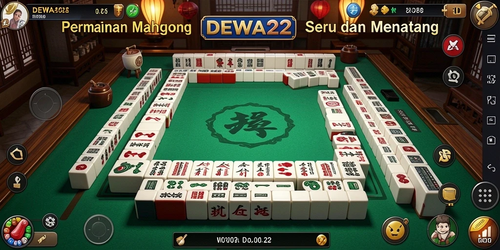 Screenshot permainan DEWA22 menampilkan tindakan Mahjong yang menegangkan dan grafis yang indah.