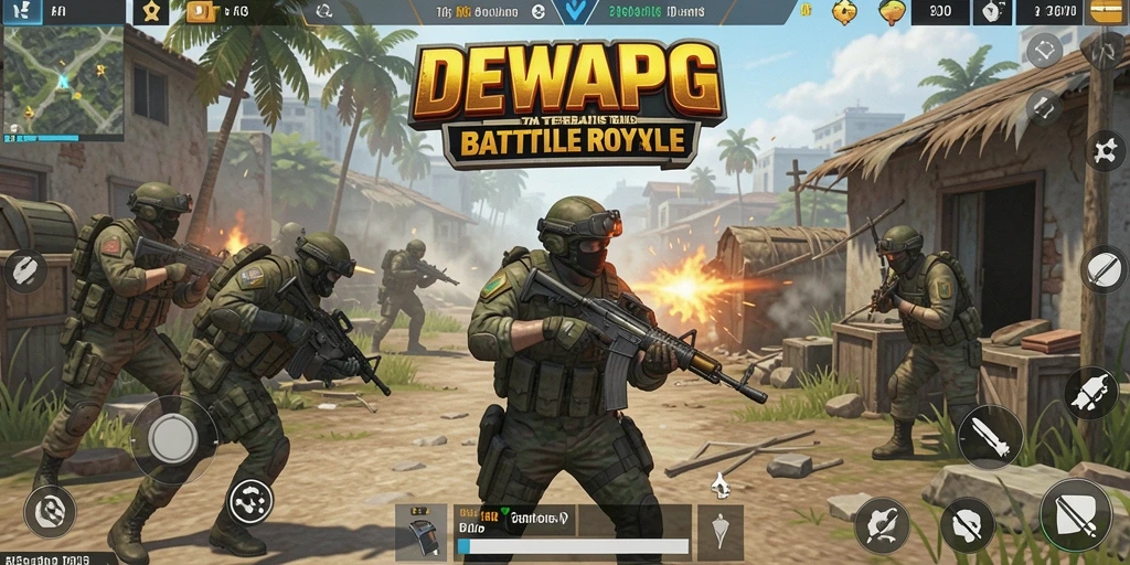 Tampilan gameplay seru di DEWAPG dengan aksi Battle Royale yang mendebarkan.