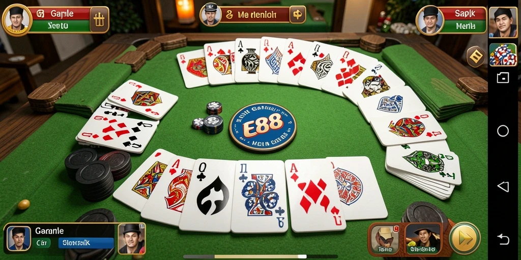 Screenshot E88 menampilkan serunya bermain Gaple bersama teman.
