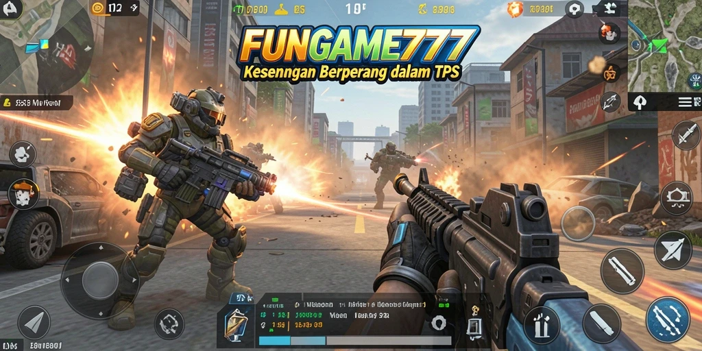 Gameplay seru FUNGAME777 dengan aksi pertempuran TPS yang mendebarkan.