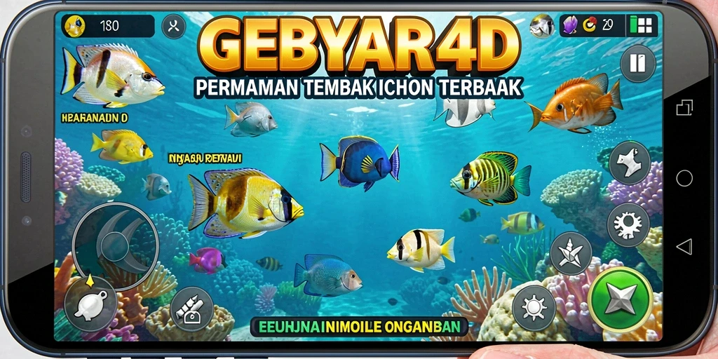 Tampilan gameplay GEBYAR4D saat menembak ikan.