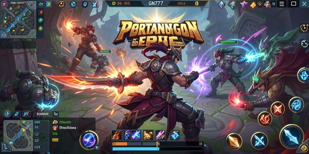 Screenshot gameplay epik dari GN777 dengan pertempuran seru.