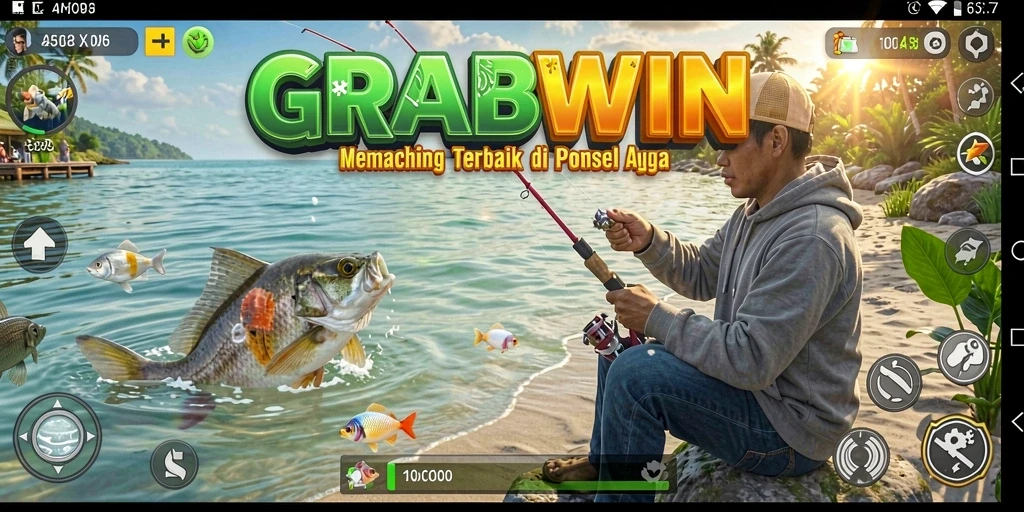 Gameplay Fishing seru dengan grafis menawan dalam GRABWIN.