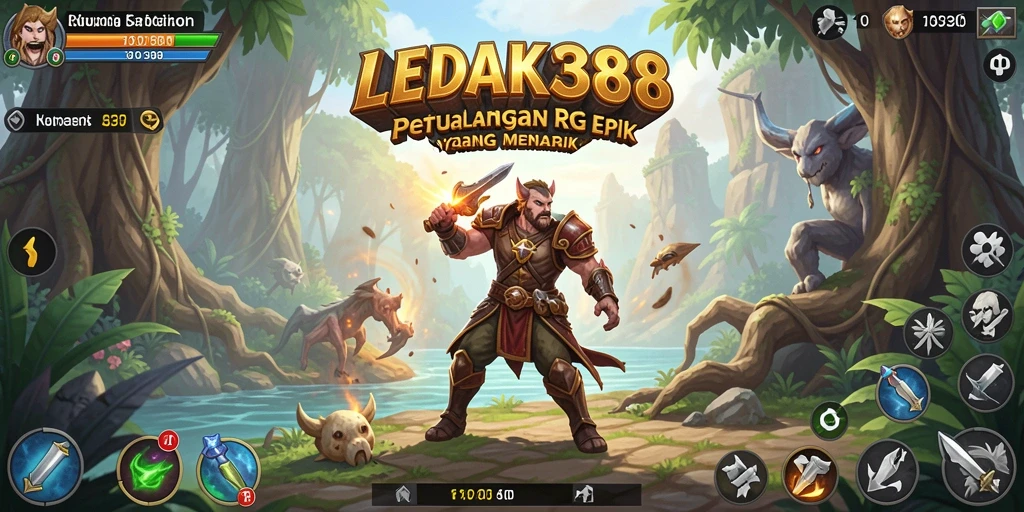 Tangkapan layar gameplay LEDAK388 yang menampilkan pertempuran RPG yang seru.