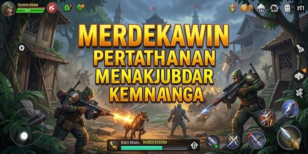 Gameplay menarik MERDEKAWIN Tower Defense yang penuh aksi.