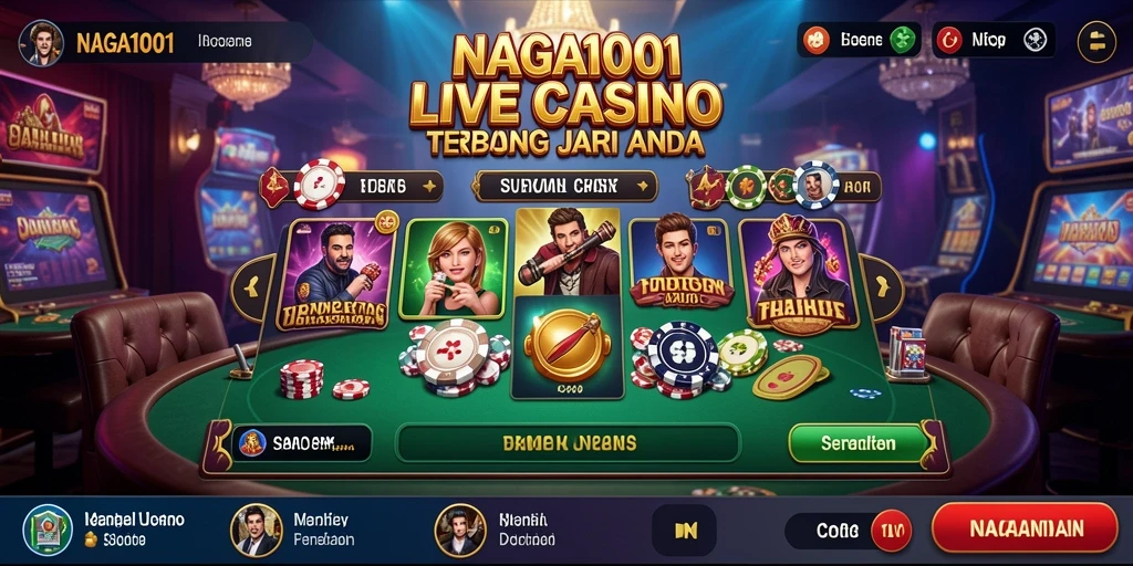 Tampilan gameplay Live Casino NAGA1001 yang mendebarkan dan interaktif.