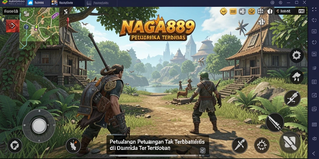 Tangkapan layar utama NAGA889 menunjukkan petualangan di dunia terbuka yang luas.