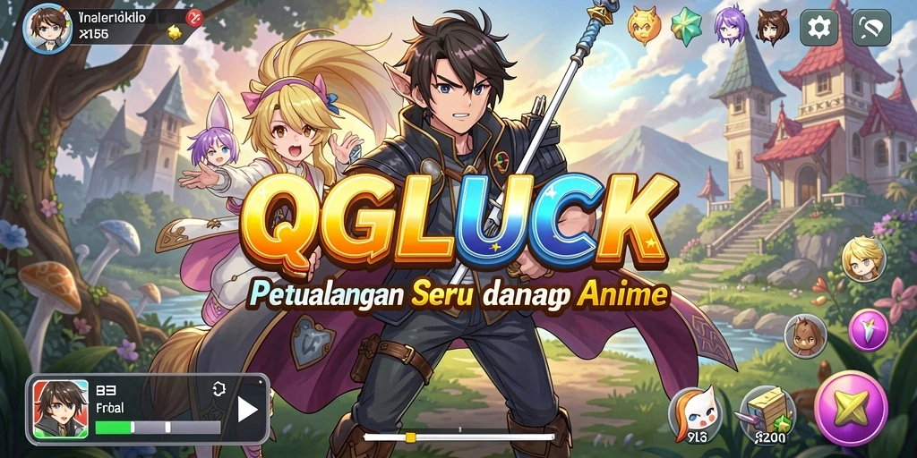 Screenshot gameplay QGLUCK menampilkan pertarungan karakter anime yang spektakuler.