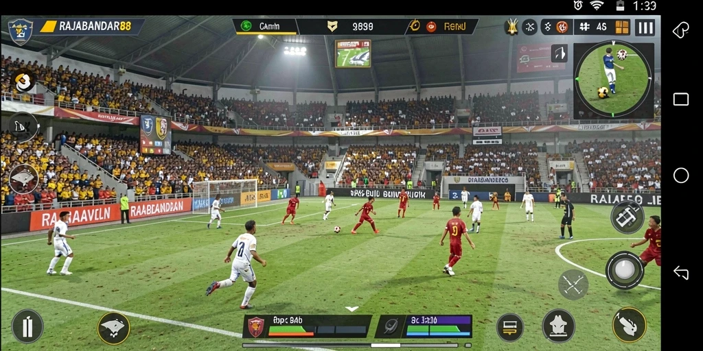 Screenshot gameplay RAJABANDAR88 yang menampilkan aksi seru di lapangan.