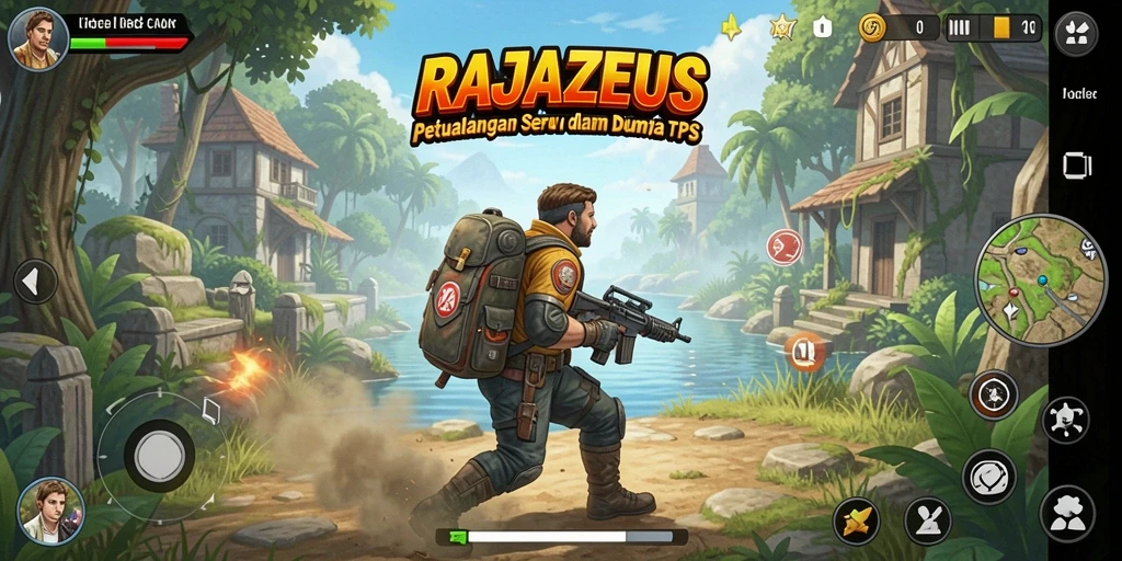 Tampilan aksi seru dalam gameplay RAJAZEUS yang mendebarkan.