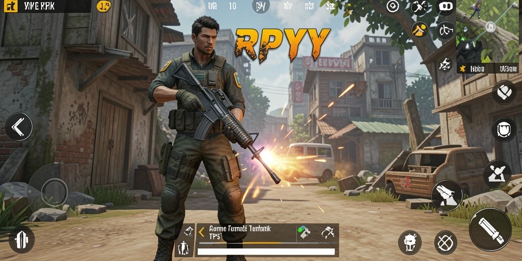 Tampilan gameplay mendebarkan dari RPYYY dengan aksi tembak-menembak.