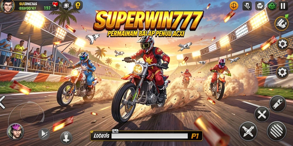 Tampilan gameplay yang mendebarkan di <strong>SUPERWIN777</strong>, balapan penuh aksi.