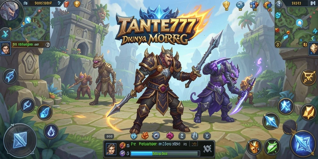 Tangkapan layar utama TANTE777 menunjukkan aksi epik dalam dunia MMORPG.