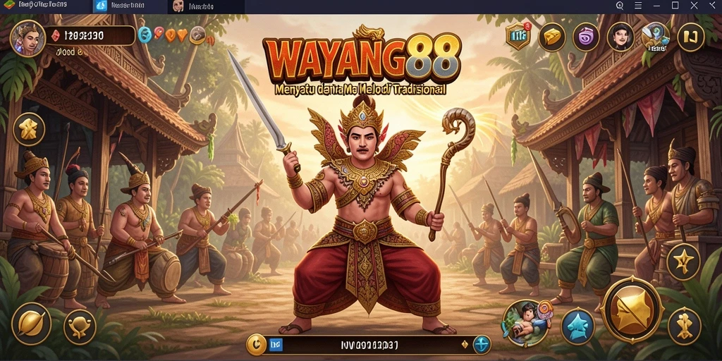 Tampilan gameplay WAYANG88 dengan elemen musik tradisional.
